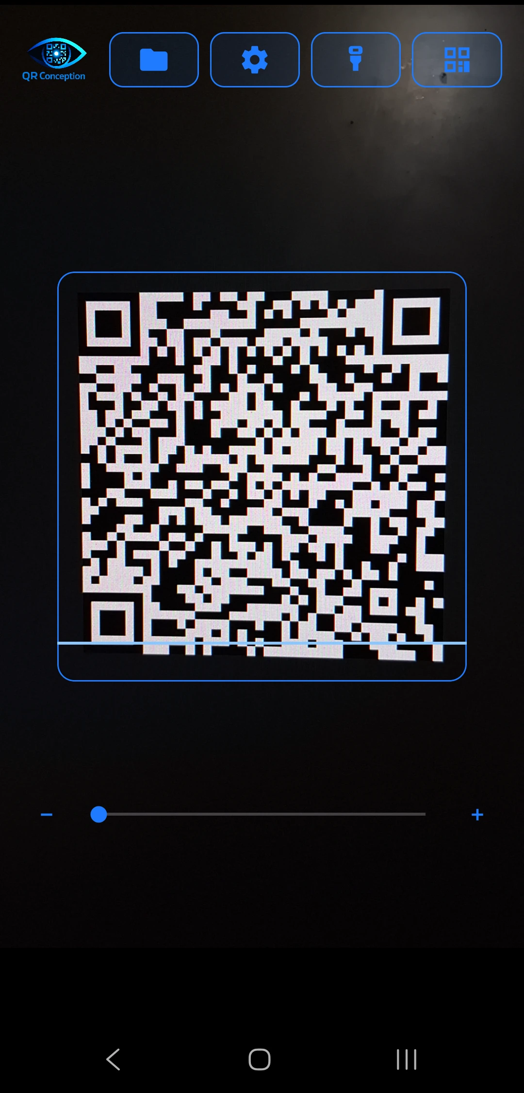 QR Conception scan screen