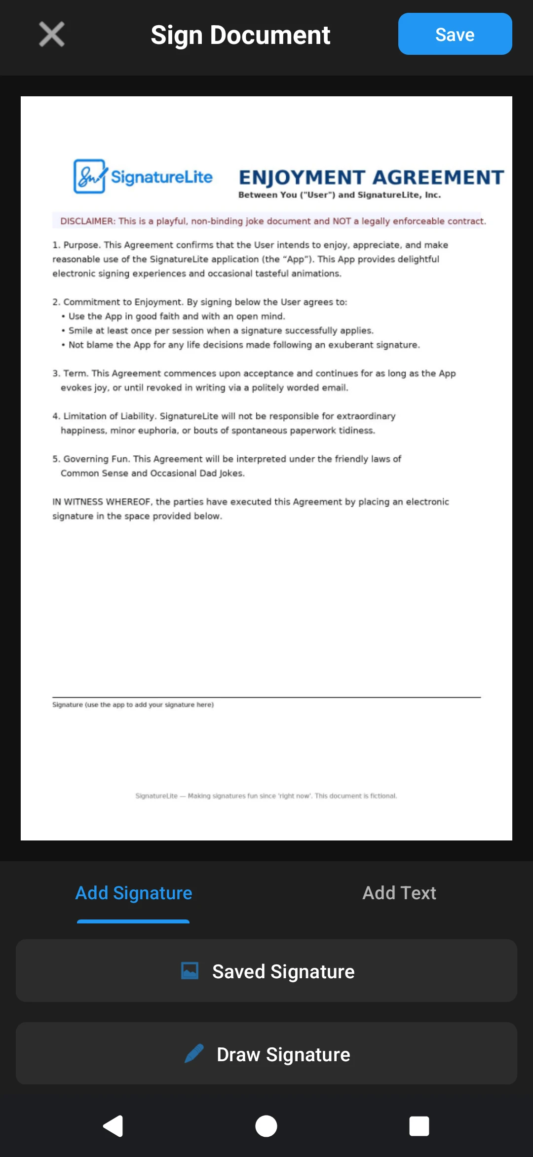 SignatureLite Screenshot 2